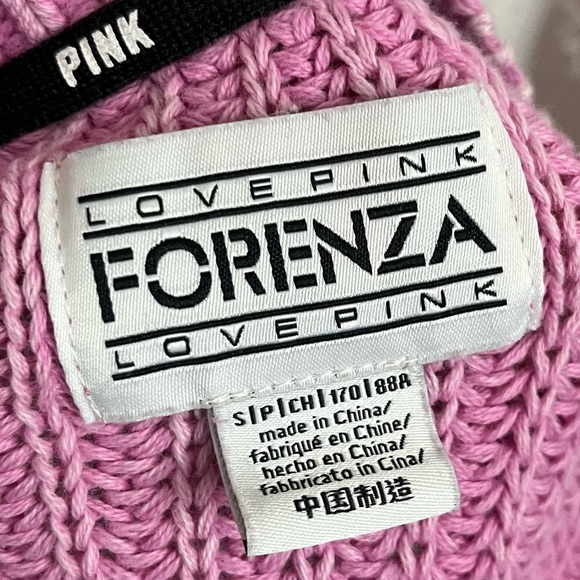 Pink x Forenza • V-Neck Women's Sweater Pink Cable Knit - Picture 5 of 5